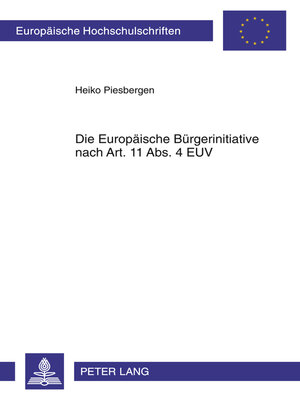 cover image of Die Europaeische Buergerinitiative nach Art. 11 Abs. 4 EUV